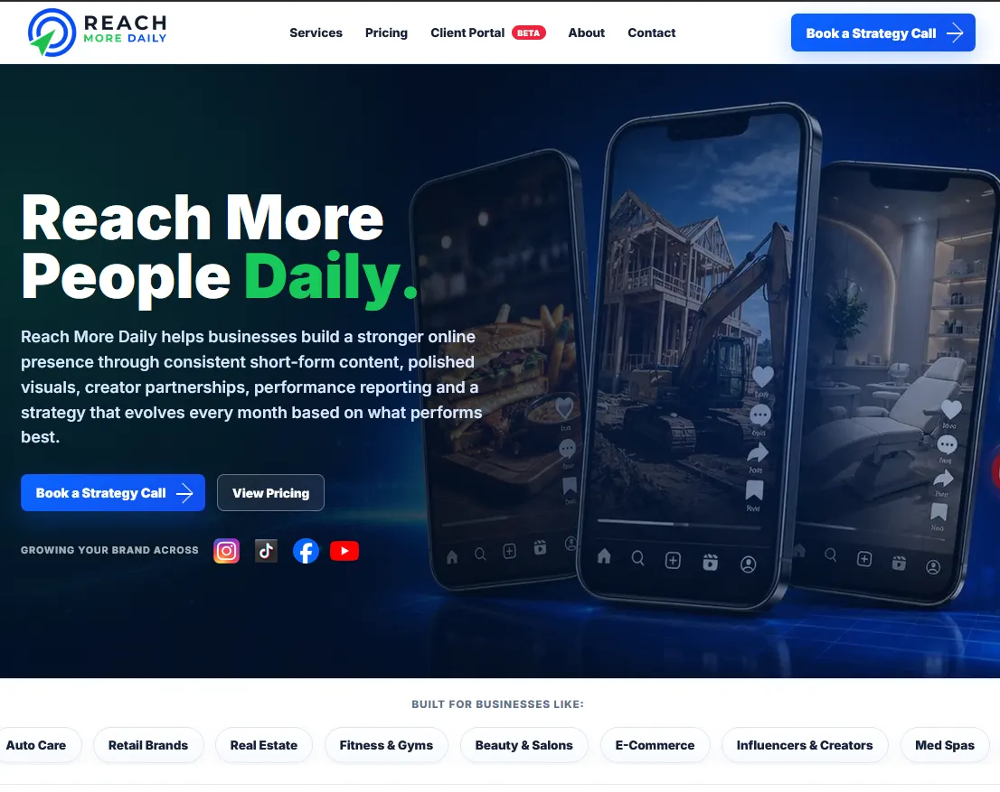 Screenshot of the Reach More Daily website built by Ironwood Sites